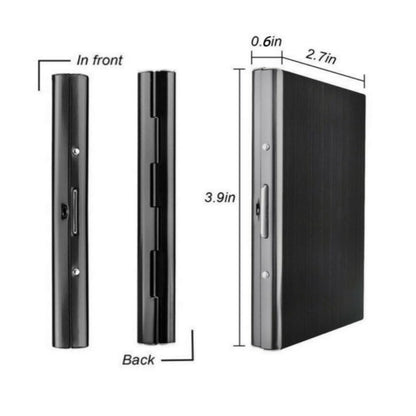 Sungbesi Slim Stainless Steel Metal Card Box Wallet - RFID Blocking Credit Card Holder & ID Protector for Women & Men, Holds Credit/Debit/Business/ID Cards(Black metal wallet 10 grid)