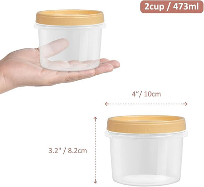 Screw Top Containers for Food 16 Oz, 30 Pack, 2 Cup Storage Containers with Lid, Reusable Twist Top Containers Twist Lock Stackable Round Twist Cap Plastic Freezer Container for Soup, 5-Color
