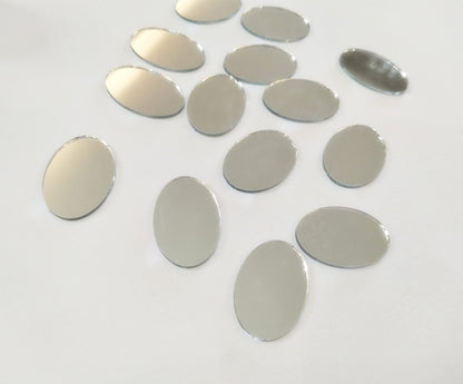 100pcs of Oval Mosaic Tiles,Mosaic Glass Mirror Pieces for DIY Crafts Vases Flowerpots Home Decoration Arts (Silver Mirror)