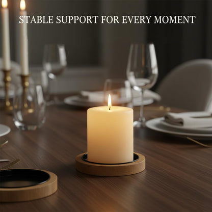 Acacia Wood Candle Holder Farmhouse Decor, 2-Pack Wooden Rustic Pillar Candle Stand for Table, Candlestick Holder for Table Centerpiece Decor, Holds Candles up to 3.35In Diameter