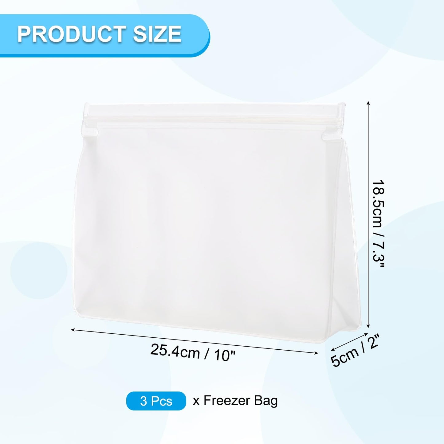 PATIKIL 8.7"x2"x5.3" Reusable Freezer Bag, 3 Pcs Leakproof Zip Food Storage Stand Up Bags Fridge Snack Vegetable Fruit Ice Container for Long-Lasting Freshness, Black