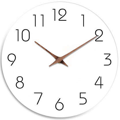 Mosewa Wall Clock 14 Inch White Silent Non Ticking Battery Operated Simple Minimalist Wooden Clock Decorative for Kitchen Bathroom Home Bedroom Living Room Office