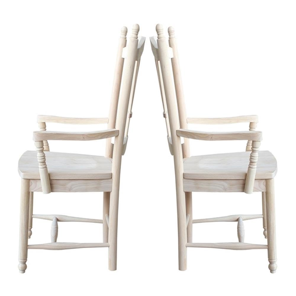 IC International Concepts, SheafBack Arm Chair, 225lbs wt capacity, Solid Real Wood, Sturdy Parawood, DIY, Paint/Stain Ready, Unfinished