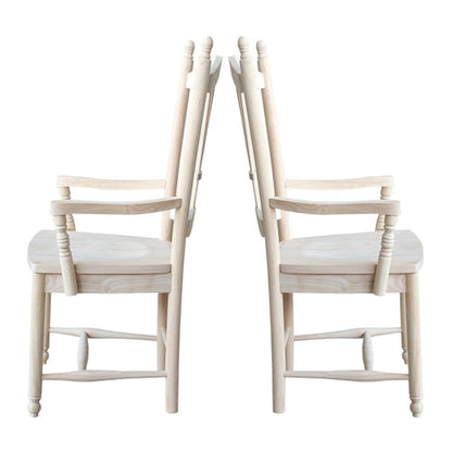 IC International Concepts, SheafBack Arm Chair, 225lbs wt capacity, Solid Real Wood, Sturdy Parawood, DIY, Paint/Stain Ready, Unfinished