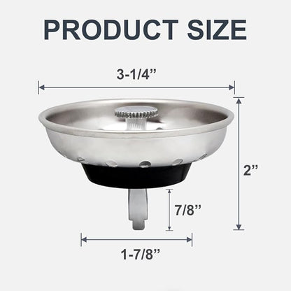 2 Pack - Kitchen Sink Strainer and Stopper Combo Basket Replacement