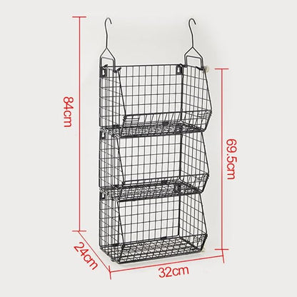 3 Tier Hanging Foldable Wire Baskets Closet Organizer Clothes Shelves