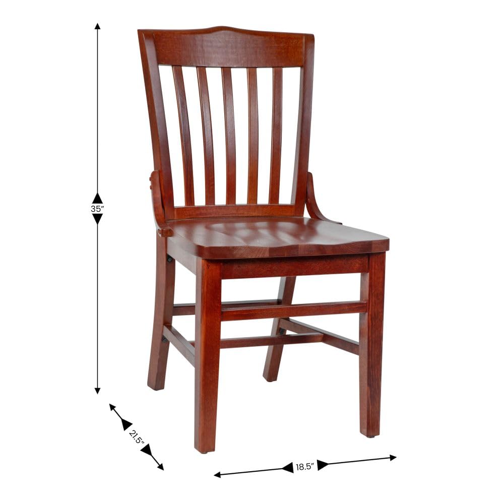 Flash Furniture Hercules Series School House Back Wood Restaurant Chair, Classic Armless Dining Chair for Restaurants/Kitchens, Mahogany Wood Finish
