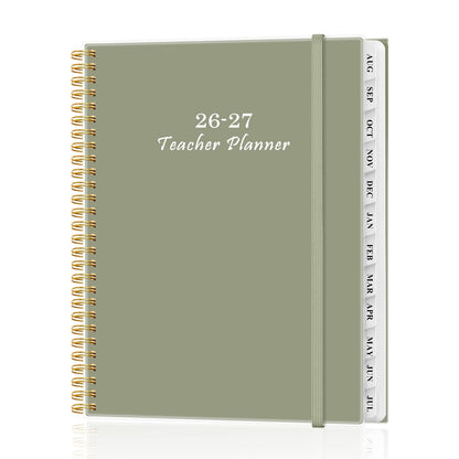 2026-2027 Teacher Planner, Lesson Planner from August 2026 - July 2027, Teacher Lesson Planner Book 2026-2027 for Teacher Class Schedule, Student Info & Weekly Planning, 8" x 10", Green