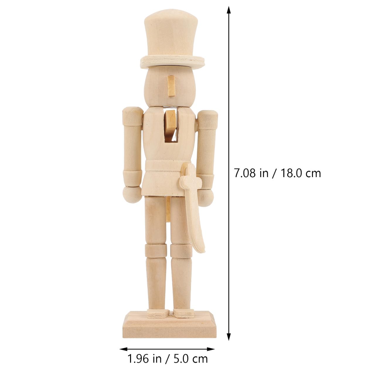 3Pcs Christmas Wooden Unfinished Nutcracker Figurines DIY Blank Unpainted Nutcracker Puppet Walnut Soldier Ornament Decoration, 7 Inch