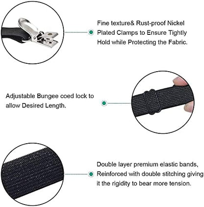 8Pcs Adjustable Bed Sheet Straps Clips, Elastic Mattress Sheet Fasteners Holder
