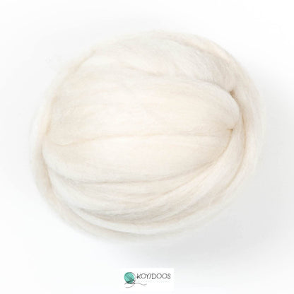 Kondoos Natural Wool roving, 8 OZ. Best for Needle Felting, handcrafts and Spinning. Natural Colours, un-Dyed. Wool Yarn, Felting Core, Carded Stuffing White Ecru, 8 oz