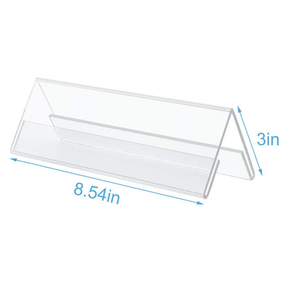 Acrylic 12 Pack Name Plates for Desks, AITEE 3x8.5 Clear Tent Name Plate Display for Office Conference, Reusable Name Tent Holder for Business Training Event