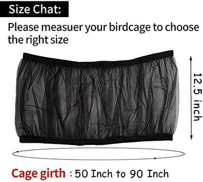 Universal Bird Cage Seed Catcher,Seed Catcher Guard Net Cover,Parrot Nylon Mesh Net Cover,Soft Airy Cage Net Stretchy Skirt for Round Square Cages