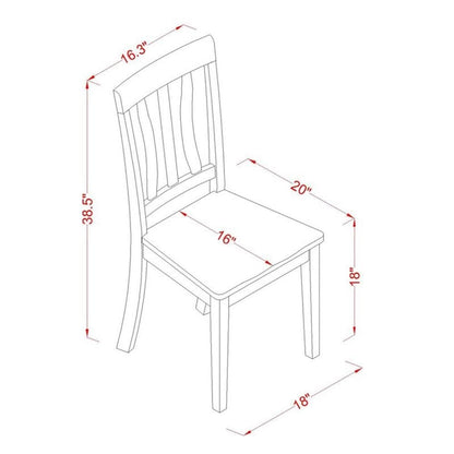 East West Furniture ANC-OAK-W Antique Dining Room Chairs - Slat Back Wooden Seat Chairs, Set of 2, Oak