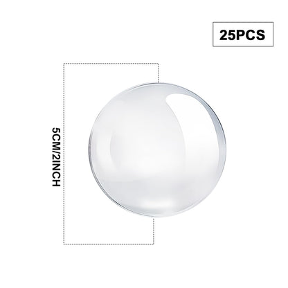 Clear Glass Cabochon 2Inch Round Dome Cabochons 25PCS Transparent Glass Cabochons with Flat Backs Glass Dome for DIY Crafts Photo Pendant Jewelry Making(50MM,25PCS)