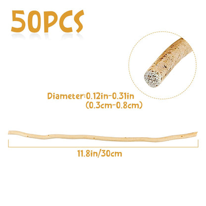 50Pcs Natural Twigs, Driftwood Branches for DIY Crafts, Unfinished Timber Rods for Model Making, Home Decor & Art Supplies (30cm/11.8in)