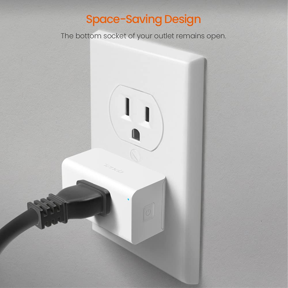 TENDA SP6 Smart Plug WiFi Outlet Switch, Works with Alexa & Google Assistant for Voice Control, Remote Control via App, Timer & Schedule Function, 15A Easy Install, Compact Design, FCC ETL Certified
