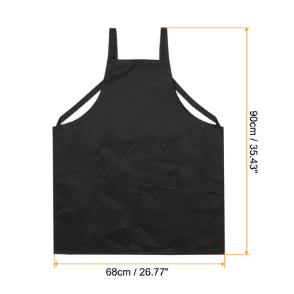 HARFINGTON 2pcs H Style Apron Kitchen Cooking Aprons Artist Painting Apron with 2 Pockets for Home Kitchen Restaurant Craft Garden Cooking, Black