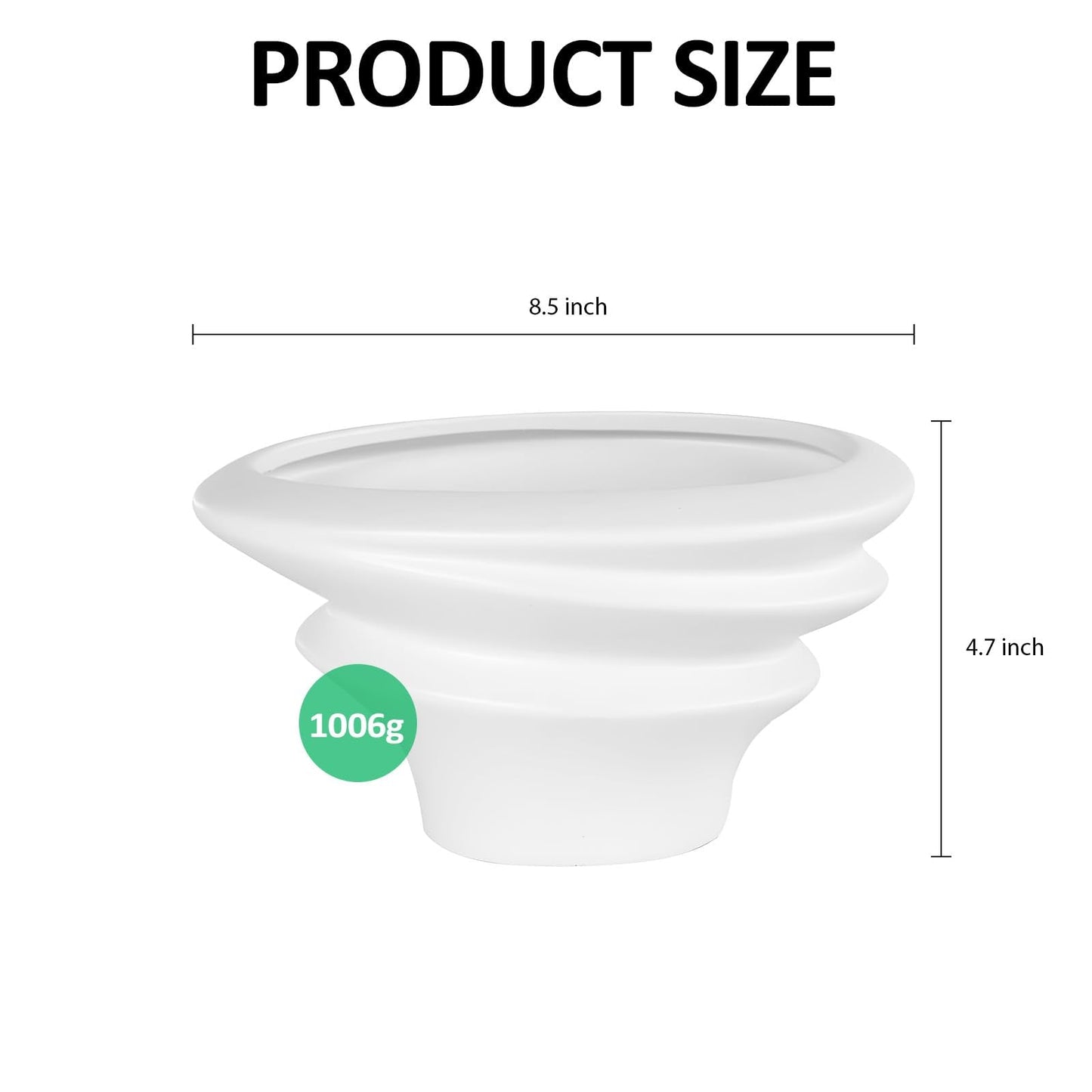 OXART 8.5 inch Ceramic Plant Pot, Plant Pots for Indoor Plants with Drainage, Outdoor Flower Pots Home Office Decorative Planters Pot for Succulent, Snake Plant and Pothos, White