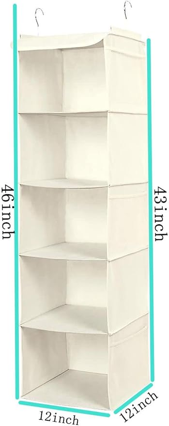 5 Shelves Hanging Closet Organizer, 2 Pack Hanging Storage