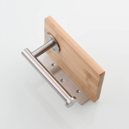 Tecmolog Stainless Steel Paper Roll Holder Wall Mount Toilet Tissue Holder with Wooden Storage Shelf, Brushed Nickel, SBH264NA