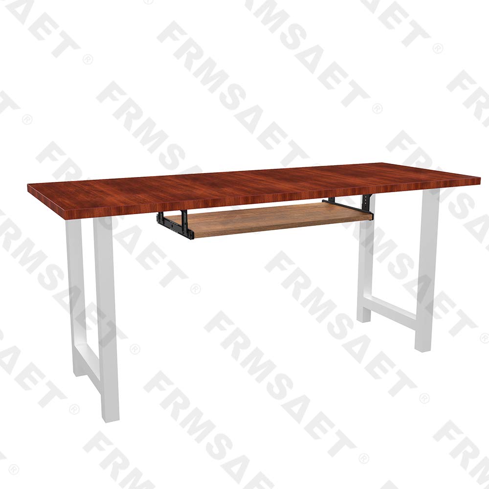 FRMSAET Furniture Accessories Office Product Suits Hardware 20/24/30 inches Keyboard Drawer Tray Wood Holder Under Desk Adjustable Height Platform. (30 inches, Brown)
