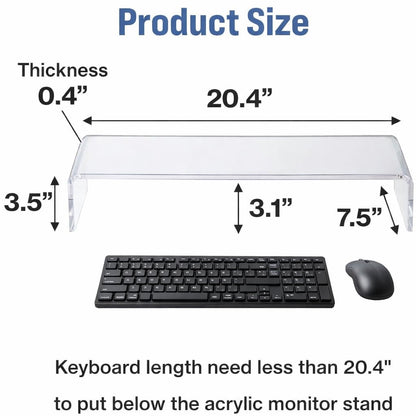 Japard Acrylic Monitor Stand, Premium Large Monitor Riser 20 inch, Crystal Clear Acrylic Computer Stand Laptop Desk Stand for Home Office Printer TV Screen Keyboard Storage
