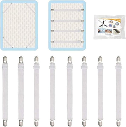8Pcs Adjustable Bed Sheet Straps Clips, Elastic Mattress Sheet Fasteners Holder