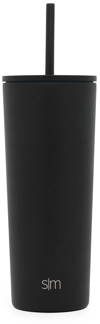 Simple Modern Insulated Tumbler with Lid and Straw | Iced Coffee Cup Reusable Stainless Steel Water Bottle Travel Mug | Gifts for Women Men Her Him | Classic Collection | 24oz | Midnight Black
