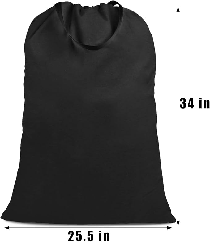 Cotton Canvas Laundry Bag with Handles & Drawstring Straps, Heavy Duty Extra
