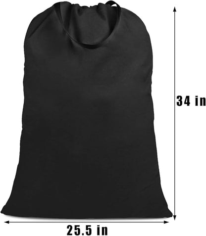 Cotton Canvas Laundry Bag with Handles & Drawstring Straps, Heavy Duty Extra