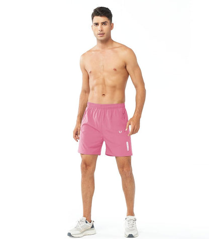 NORTHYARD Men's Athletic Running Shorts Gym Workout 7"/9"/5" Quick Dry Lightweight Sports Basketball Tennis 3 Zipper Pockets POWDERPINK-5inch 3XL