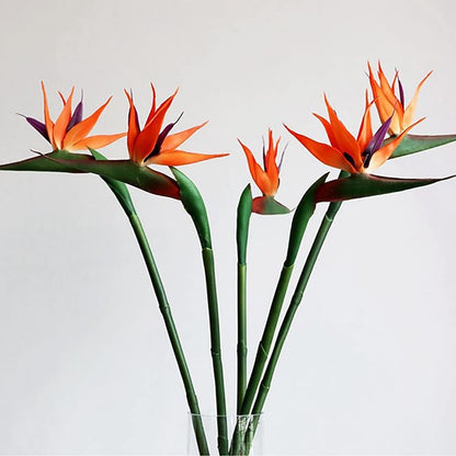 Beebel Artificial Flowers Bird of Paradise Greenery Plants Indoor Outside Garland Home Garden Office Verandah Wedding Decorations 6pcs (Yellow, 6 Pack)