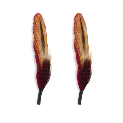Bird Feathers 3" Premium Quality Exotic Plumes for Hats/Bridal or Any Arts and Crafts RED Yellow Black 1 Pack