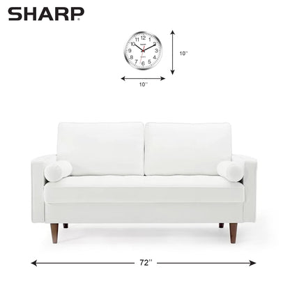 Sharp Wall Clock – Silver/Chrome, Silent Non Ticking 10 Inch Quality Quartz Battery Operated Round Easy to Read Home/Kitchen/Office/Classroom/School Clocks, Sweep Movement