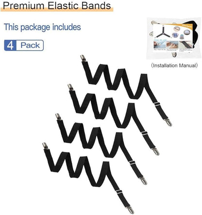 4Pcs Adjustable Bed Sheet Straps Clips, Elastic Mattress Sheet Fasteners Holder