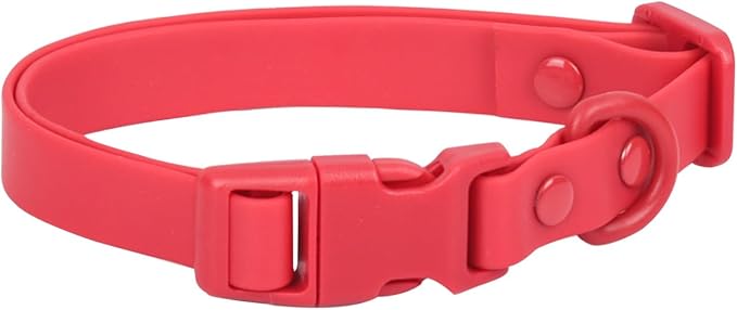 Ovale Waterproof Dog Collar Leash Combo Set, Durable and Easy to Clean, for Medium Dogs.(M, Red)