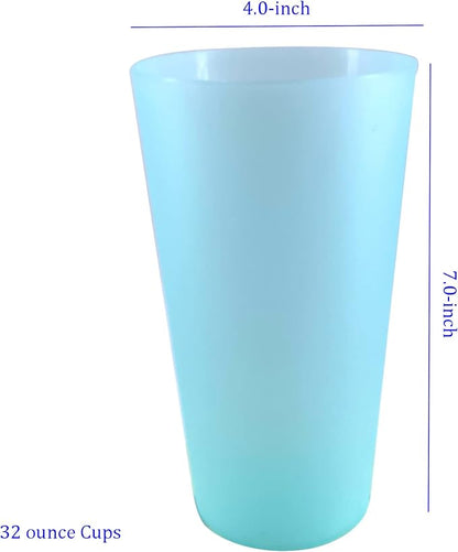 AOYITE Large Plastic Cups Reusable - 32 oz Big Drinking Cups set of 8 - BPA Free Dishwasher Safe Water Tumblers - Unbreakable Drink Cup for Kids Kitchen Outdoor