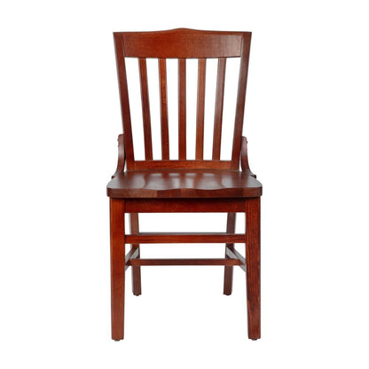Flash Furniture Hercules Series School House Back Wood Restaurant Chair, Classic Armless Dining Chair for Restaurants/Kitchens, Mahogany Wood Finish