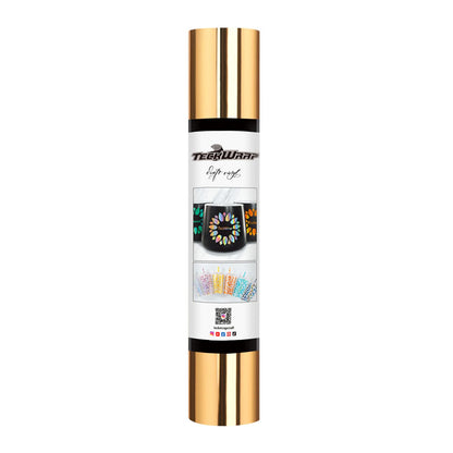 TECKWRAP Light Gold Chrome Vinyl Permanent Chrome Gold Adhesive Vinyl Roll Bubble Free Permanent Vinyl 1ftx5ft