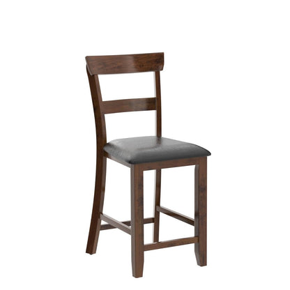 NAFORT Counter Height Bar Stools Set of 4, Farmhouse 25.5” Wood High Dining Chairs, Counter Stools with Back for Kitchen Restaurant Bar, Rubberwood Legs & Black PU Leather Cushion
