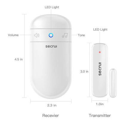 Door Chime When Door Opens, Door Opened Alarm for Home/Business Office/Bedroom Entering, 2-Sensor + 1-Receiver with 500FT Range,58 Chimes,5-Volume Level, Entry Alert for Kids/Toddler/Dementia Safety