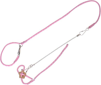 Adjustable Leash Harness with Bell for Rat Mouse Squirrel Guinea Pig Walking Training (Pink)