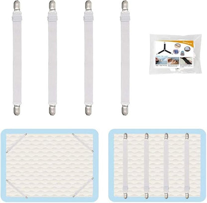 4Pcs Adjustable Bed Sheet Straps Clips, Elastic Mattress Sheet Fasteners Holder