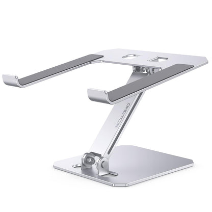 OMOTON Laptop Stand for Desk, Ergonomic Adjustable Computer Stand Aluminum Portable Desktop Laptop Riser Holder for MacBook Air Pro, Dell, HP and All Tablets Up to 15.6", Glossy Silver