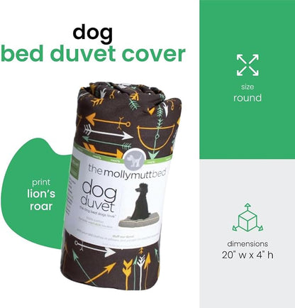 Molly Mutt Petite Dog Duvet Cover - Round - Papillon Print - Measures 20’’ x 4’’ - 100% Cotton - Durable - Breathable - Sustainable - Machine Washable Dog Bed Cover - Pre-Shrunk