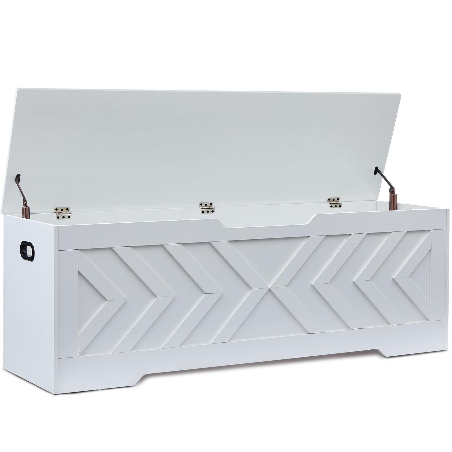 XDliv 55.1” Storage Bench, Extra Large Entryway Bench with Storage,Storage Chest with 2 Safety Hinges,Blanket Storage,Shoe Storage Chest for Bedroom,Living Room,Easy Assembly. (White)