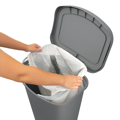Glad Premium 20 Gallon Trash Can - Plastic Kitchen Waste Bin with Odor Protection of Lid, Stainless Steel Step On Foot Pedal and Garbage Bag Rings, Black
