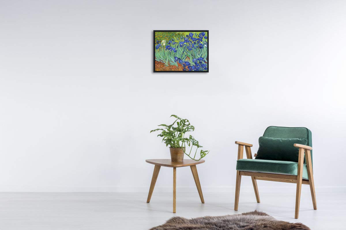 Wieco Art Irises Modern Stretched and Framed Floral Giclee Canvas Print By Van Gogh Famous Flowers Oil Paintings Reproduction Artwork Pictures on Canvas Wall Art for Bedroom Home Decorations