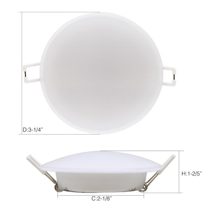 Homdec LED Recessed Ceiling Light, 3-Inch Dimmable 4W, 3500K Warm White, Metal, Model RVR3HN-34, 1 Pack